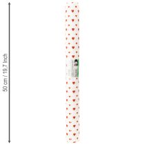 gjenstander Crepe Paper with Hearts Blomsterhandler Crepe Morsdag Rød, Hvit 50×250cm