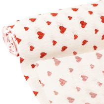 gjenstander Crepe Paper with Hearts Blomsterhandler Crepe Morsdag Rød, Hvit 50×250cm