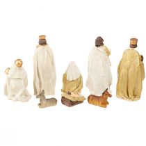 gjenstander Fødselsfigurer sett 8 figurer kremgull håndmalt 6-12,5cm