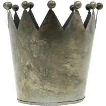 gjenstander Deco krone antikk utseende grå metall borddekorasjon Ø15cm H15cm