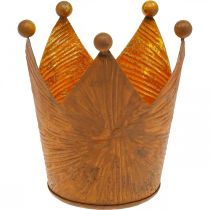 gjenstander Telysholder krone rust gull-look metalldekor H11cm