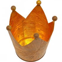 gjenstander Telysholder krone rust gulllook metalldekor H10cm