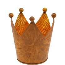 gjenstander Telysholder krone rust gulllook metalldekor H10cm