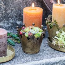 gjenstander Krone metall antikk utseende messing telysholder Ø10cm H8cm