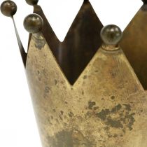 gjenstander Krone metall antikk utseende messing telysholder Ø10cm H8cm
