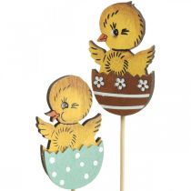 gjenstander Påskepynt kylling i egg tre dekorasjonsfigur på pinne påske 7cm 12stk
