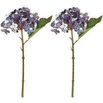 gjenstander Kunstig hortensia dekorasjon kunstig blomst blå lilla 34cm 2 stk