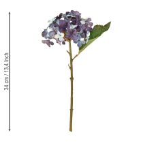 gjenstander Kunstig hortensia dekorasjon kunstig blomst blå lilla 34cm 2 stk