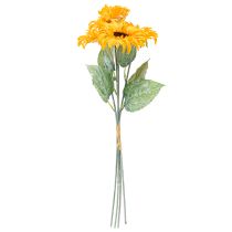 gjenstander Kunstig solsikkedekorasjon med blader gul 58 cm 4 stk
