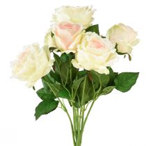 Kunstige Roser Kunstig Blomsterbukett Roser Krem Rosa Plukk 54cm