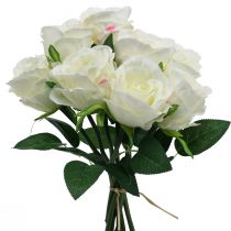 gjenstander Kunstige roser i en haug hvit 30cm 8stk
