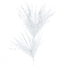 Kunstig furukren dekorativ gren hvit glitter L80cm