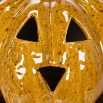 gjenstander Keramisk gresskar med ansikt, LED-dekorasjon, Halloween, 19 cm