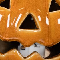 gjenstander Keramisk gresskar LED Halloween-dekorasjon liten 10 cm