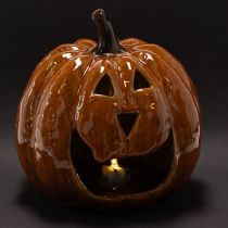 gjenstander Keramisk gresskar Halloween LED-dekorasjon 15 cm