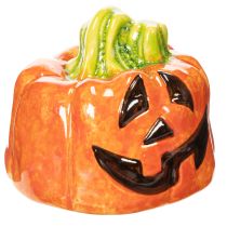 gjenstander Dekorativ keramisk gresskarfigur til høst og Halloween, 8 cm