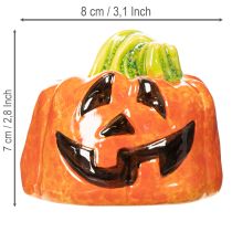 gjenstander Dekorativ keramisk gresskarfigur til høst og Halloween, 8 cm