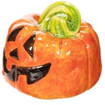 gjenstander Dekorativ keramisk gresskarfigur til høst og Halloween, 8 cm