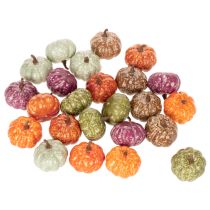 gjenstander Mini gresskardekorasjonssett, høst- og halloweendekorasjoner, assorterte farger, 4 cm, 24 deler