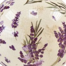 gjenstander Keramikkkule med lavendelmotiv keramisk dekor lilla krem 12cm