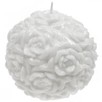Ball stearinlys roser rund stearinlys hvit bordpynt Ø10,5cm