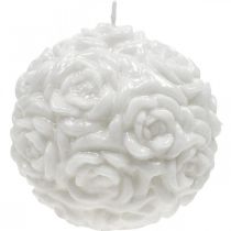 gjenstander Kulelys med rosemotiv, borddekorasjon til bryllup og bursdager, 10,5 cm, hvit