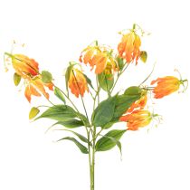 gjenstander Kunstig Gloriosa oransje blomst med lange stilker til vaser 80 cm 3 stk