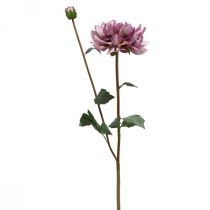 Kunstig blomst Dahlia Lilla silkeblomst og knopp H57cm