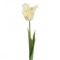 Kunstig blomst, papegøye tulipan hvit grønn, vårblomst 69cm