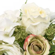 gjenstander Kunstige blomster deco bukett roser ranunculus hortensia H23cm