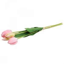 gjenstander Kunstige blomster tulipan rosa, vårblomst 48 cm bunt med 5