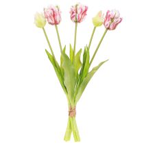 gjenstander Kunstig blomsterbukett 5 papegøyetulpaner Kunsttulipaner 40cm