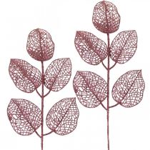 gjenstander Kunstige planter, deco blader, kunstig gren rosa glitter L36cm 10p