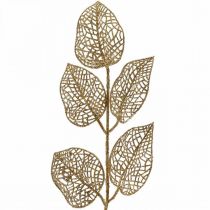 gjenstander Kunstige planter, grendekor, deco blad gyllen glitter L36cm 10p