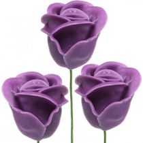 Kunstroser fiolett voks roser deco roser voks Ø6cm 18p