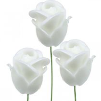 Kunstroser hvite voksroser deco roser voks Ø6cm 18 stk