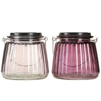 gjenstander LED Hagelys Glass Solar for Hengende Lilla Ø10,5cm 2stk