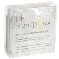 gjenstander LED-lyslenke, 50 pærer, batteridrevet, 5 m, varmhvit