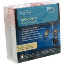 gjenstander LED lyskjede stjerner mikro LED timer inni kobber 1,90m