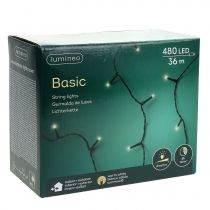 gjenstander LED ris lyskjede for utvendig 480 36m sort/varm hvit