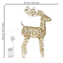 gjenstander LED-reinsdyr i metall, juledekorasjon innendørs, gyllen, H40 cm