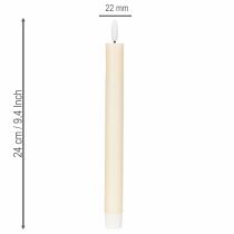 gjenstander LED-konisk stearinlys i hvitt med varmt hvitt lys, 24 cm, med timer, 2 stk.