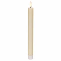 gjenstander LED-konisk stearinlys i hvitt med varmt hvitt lys, 24 cm, med timer, 2 stk.