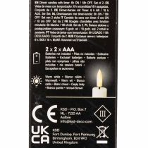 gjenstander LED-konisk stearinlys i hvitt med varmt hvitt lys, 24 cm, med timer, 2 stk.