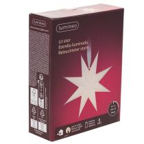 gjenstander LED-hengestjerne med timer, varmhvit, utendørs, 38 cm