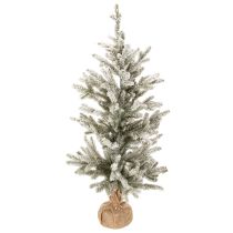 gjenstander Kunstig juletre med snø i jutepose, 40 LED-lys, til innendørs bruk, 85 cm