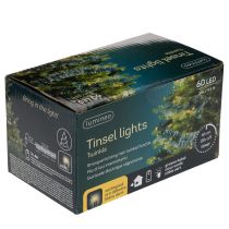 gjenstander Julekrans med glitter og 60 LED-lys og timer, utendørs, 3 m