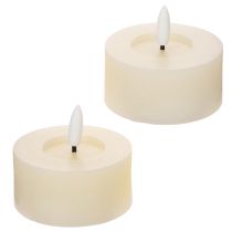 gjenstander LED-telys, varmhvit, flimrende effekt og timer, ekte voks, batteridrevet, 7 cm, 2 stk.