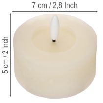 gjenstander LED-telys, varmhvit, flimrende effekt og timer, ekte voks, batteridrevet, 7 cm, 2 stk.