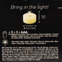 gjenstander LED-telys, varmhvit, flimrende effekt og timer, ekte voks, batteridrevet, 7 cm, 2 stk.